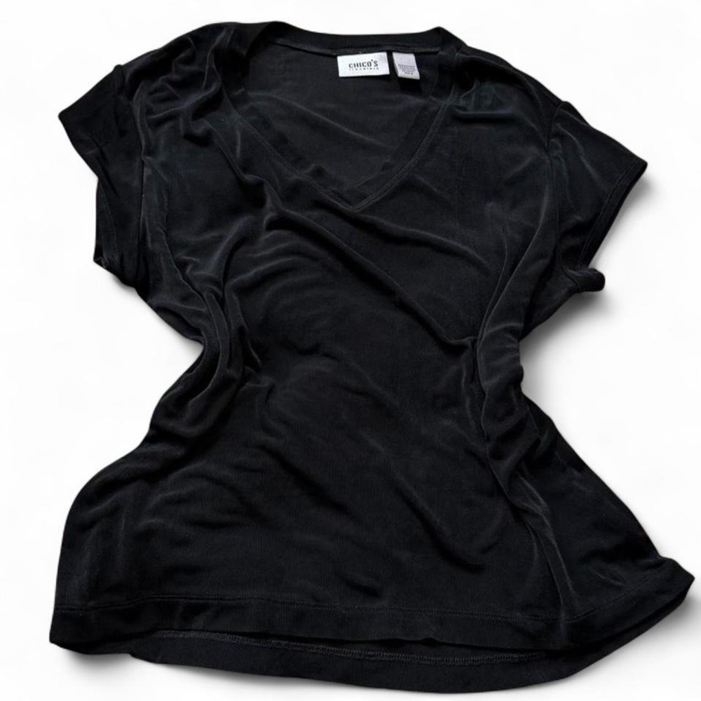 Vintage Chico's‎ Travelers Black Short Sleeve Top, Women's Size XL